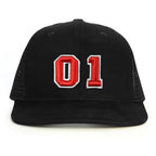 01 Numara Kabartmalı Snapback Şapka - siyah