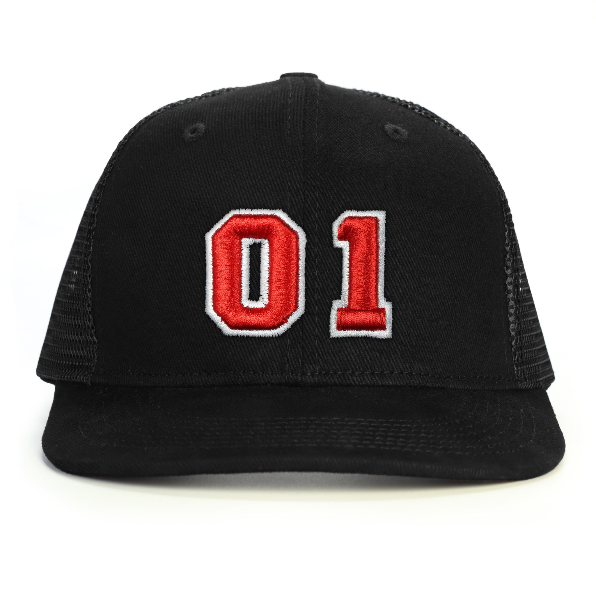01 Numara Kabartmalı Snapback Şapka - siyah