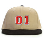01 Numara Kabartmalı Snapback Şapka - bej