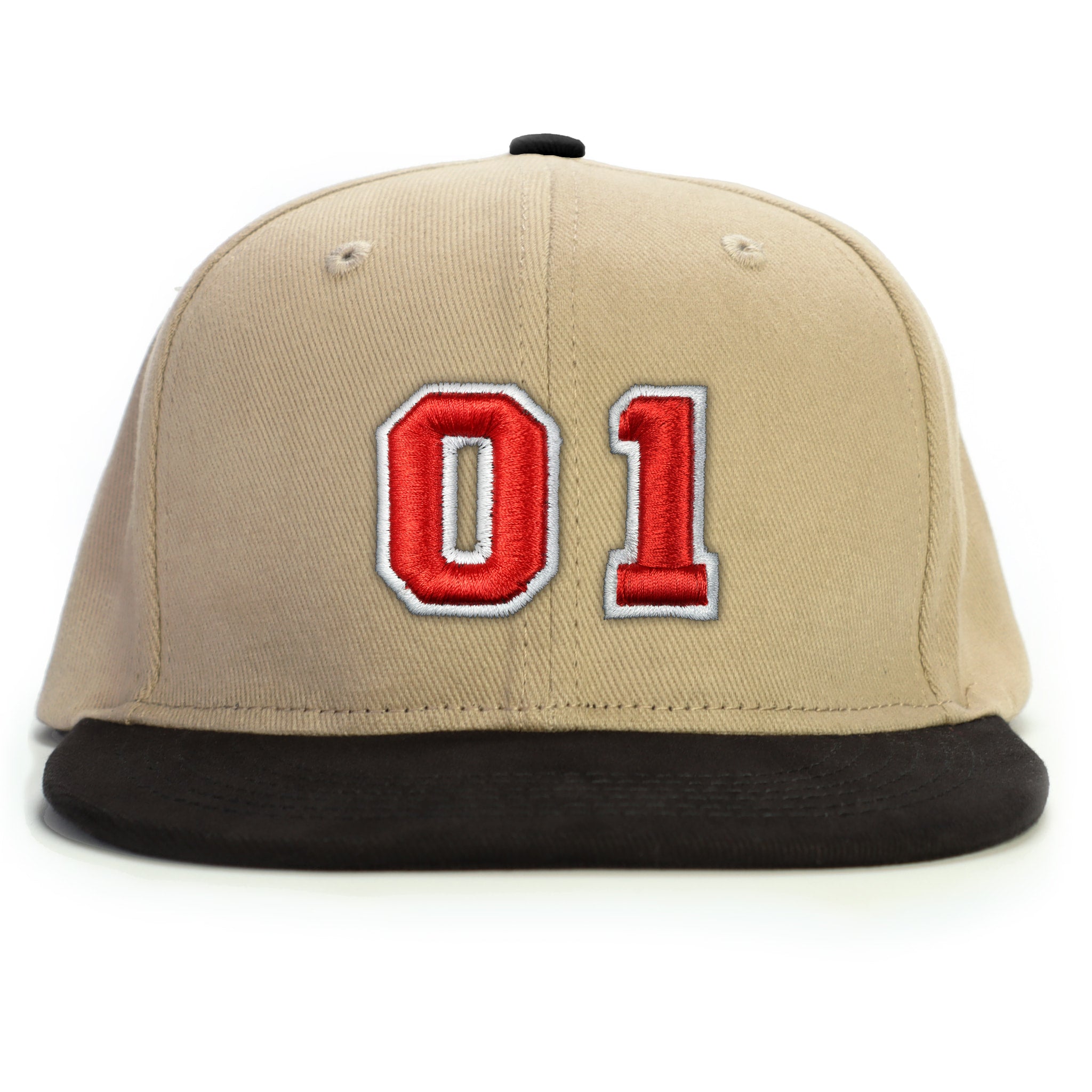 01 Numara Kabartmalı Snapback Şapka - bej