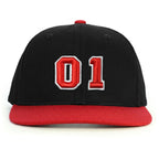 01 Numara Kabartmalı Snapback Şapka - kırmızı