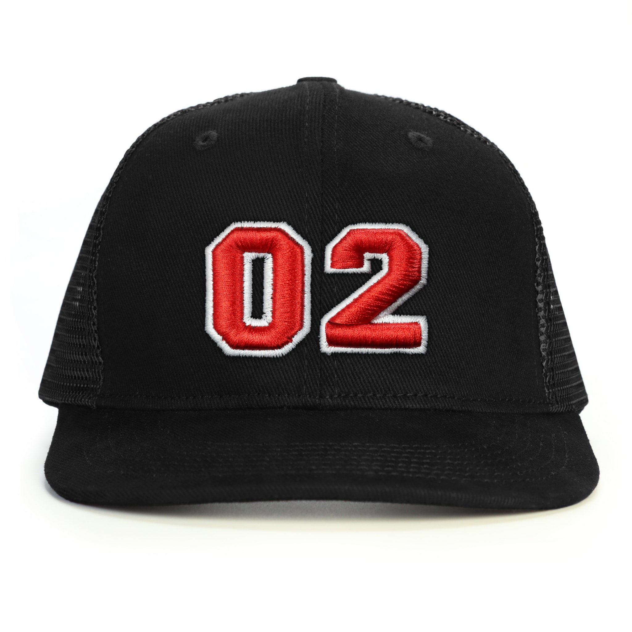 02 Numara Kabartmalı Snapback Şapka - siyah