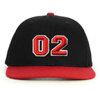 02 Numara Kabartmalı Snapback Şapka - kırmızı
