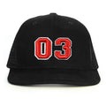 03 Numara Kabartmalı Snapback Şapka - siyah