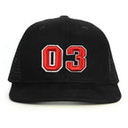03 Numara Kabartmalı Snapback Şapka - siyah