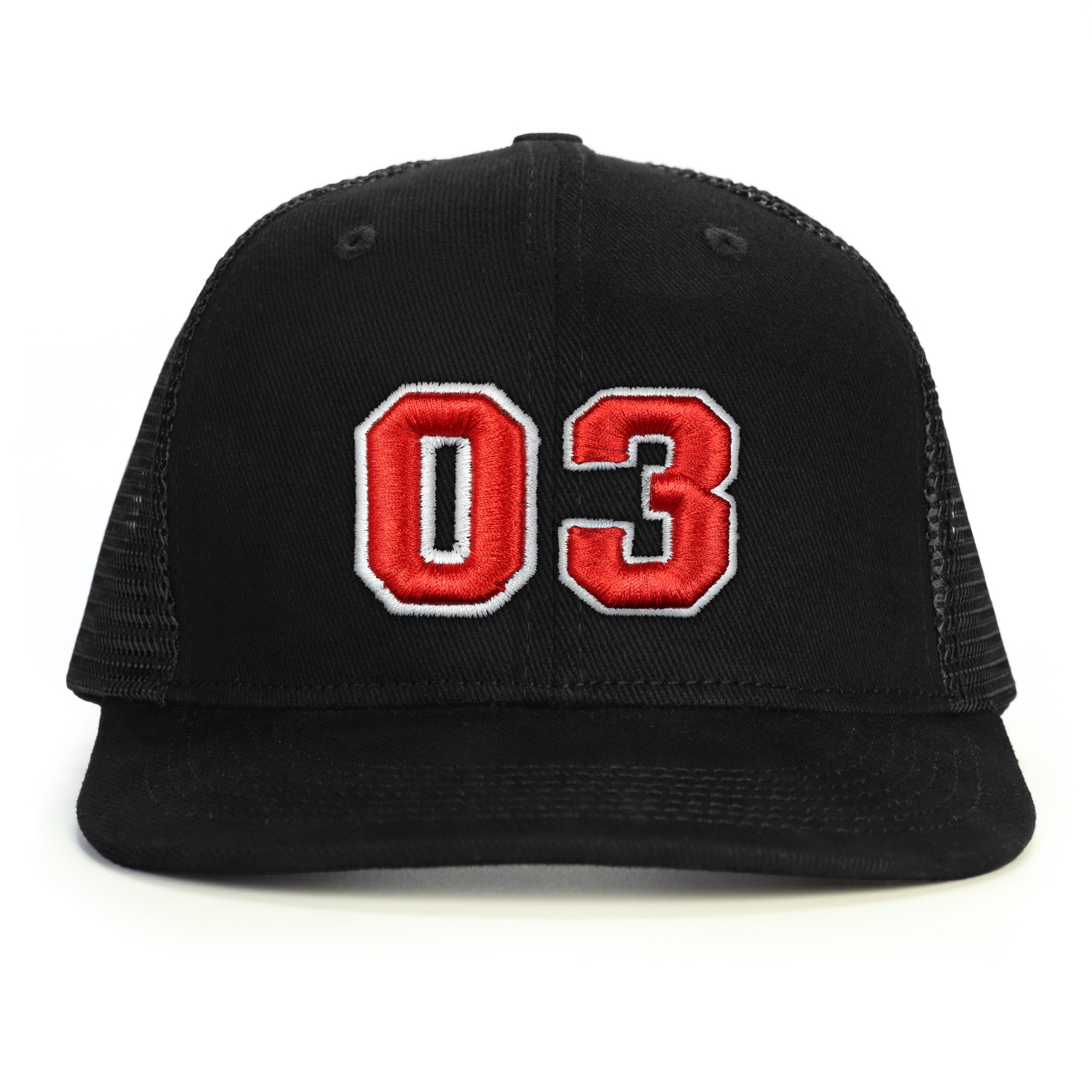 03 Numara Kabartmalı Snapback Şapka - siyah
