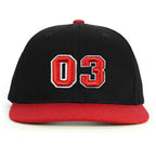 03 Numara Kabartmalı Snapback Şapka - kırmızı