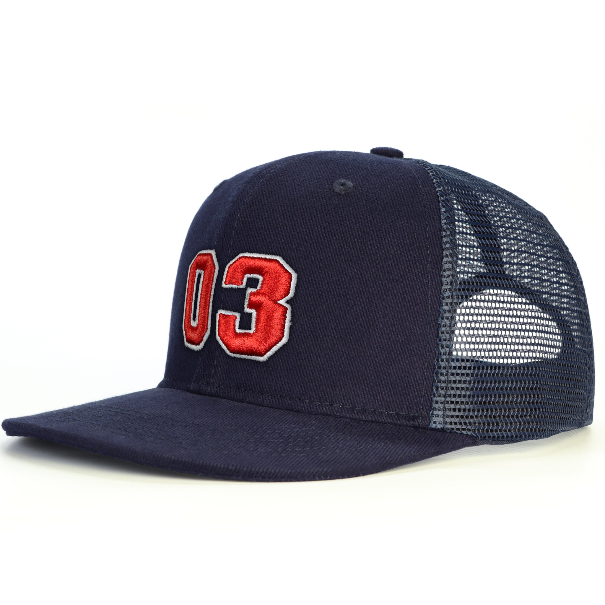 03 Numara Kabartmalı Snapback Şapka - lacivert