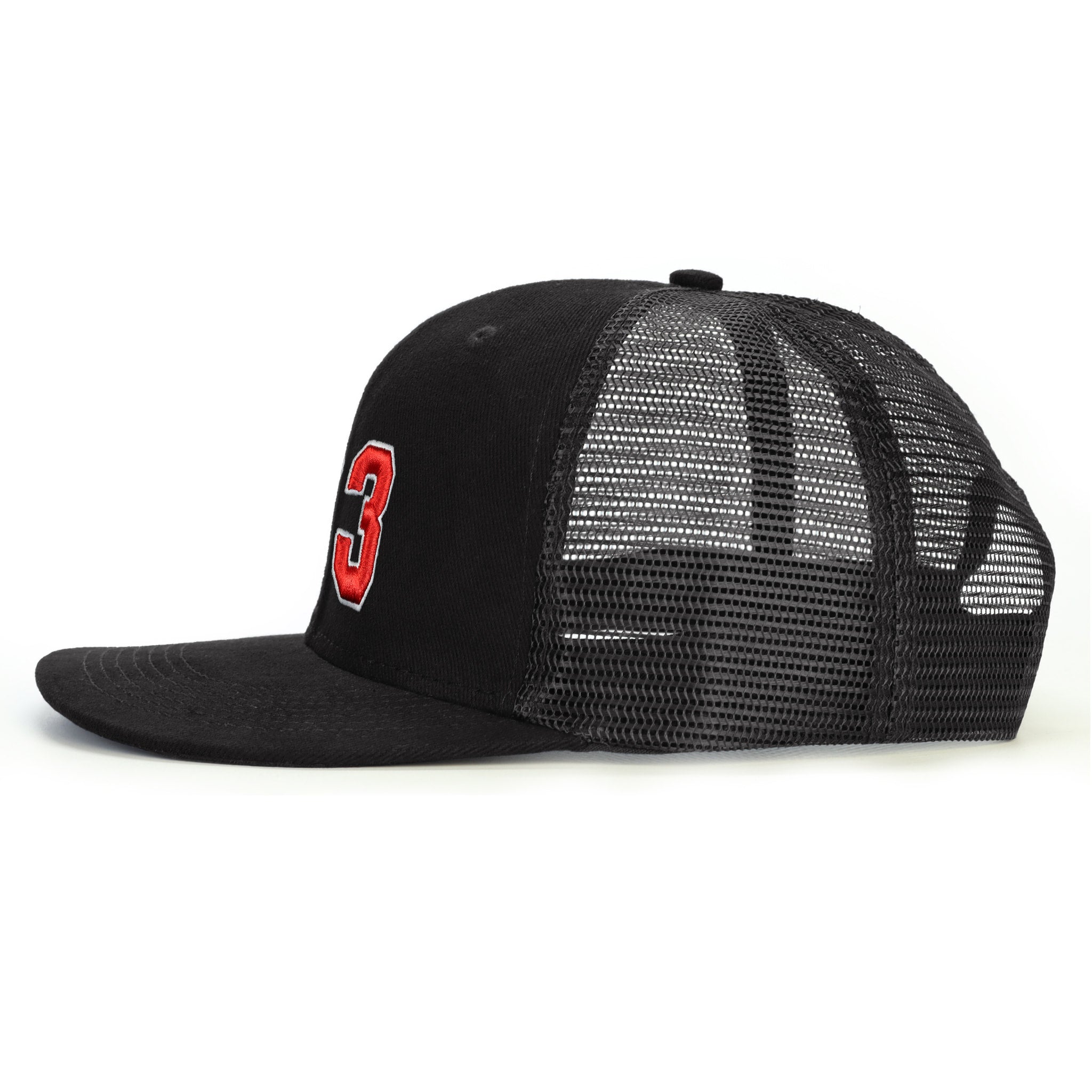 03 Numara Kabartmalı Snapback Şapka - siyah
