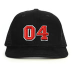 04 Numara Kabartmalı Snapback Şapka - siyah