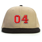 04 Numara Kabartmalı Snapback Şapka - bej