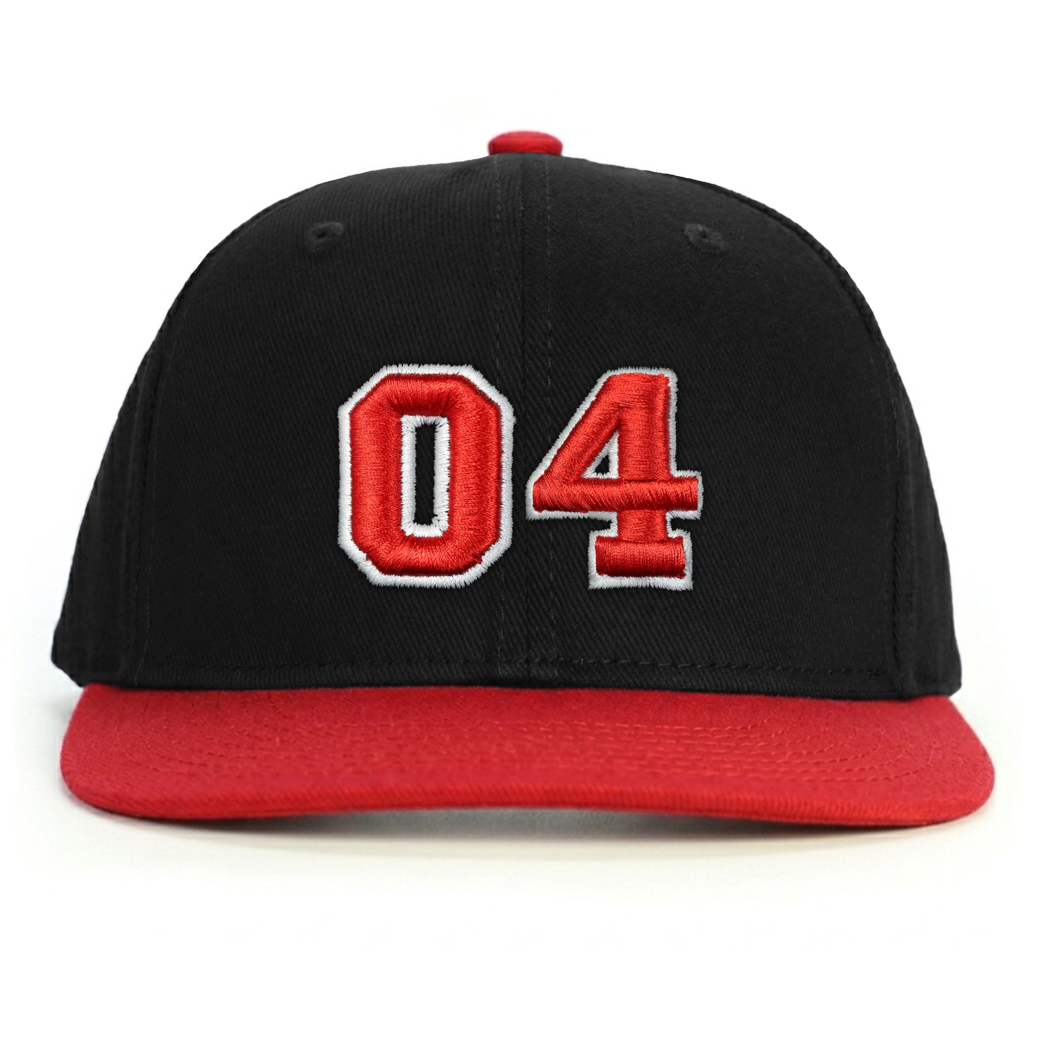04 Numara Kabartmalı Snapback Şapka - kırmızı