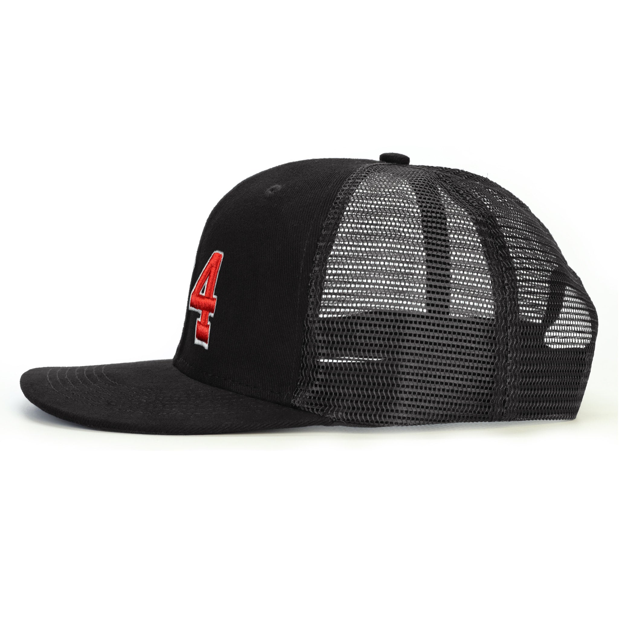 04 Numara Kabartmalı Snapback Şapka - siyah